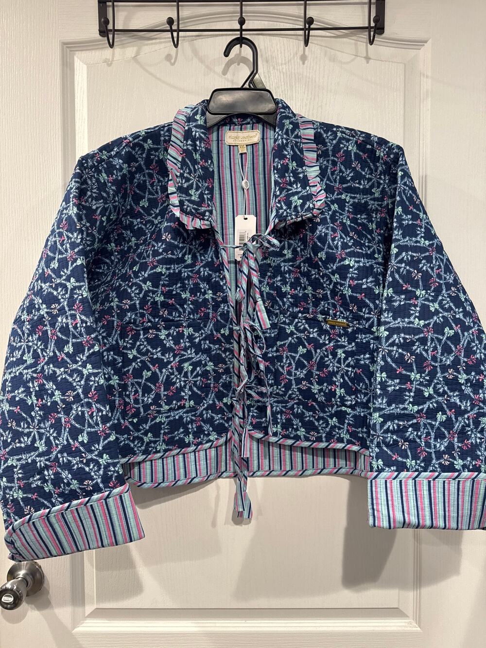 Xxl Simply Southern Reversible Quilted Jacket With Tie Closure